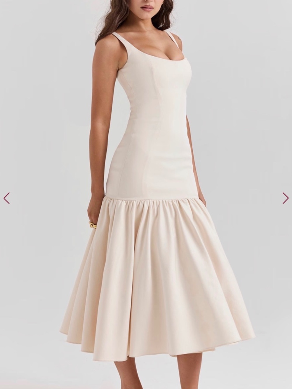 AMORE House of CB Vintage Cream Dropped Waist Midi Dress